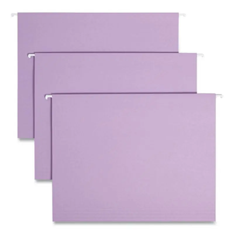 Colored Hanging File Folders with 1/5 Cut Tabs, Letter Size, 1/5-Cut Tabs, Lavender, 25/Box - Hanging File Folders | Smead