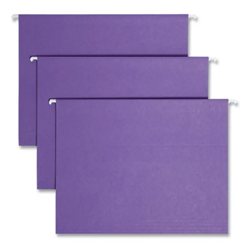 Colored Hanging File Folders with 1/5 Cut Tabs, Letter Size, 1/5-Cut Tabs, Purple, 25/Box - Hanging File Folders | Smead