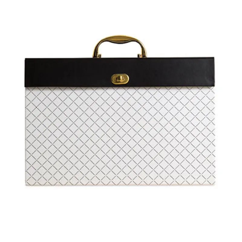 Expanding File Box, 5.25" Expansion, 19 Sections, Twist-Lock Latch Closure, 2/5-Cut Tabs, Letter Size, White/Black/Gold - File Jackets/Sleeves/Wallets | U Brands