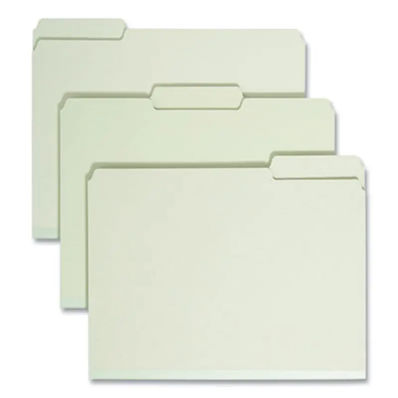 Expanding Recycled Heavy Pressboard Folders, 1/3-Cut Tabs: Assorted, Letter Size, 2" Expansion, Gray-Green, 25/Box - File Folders | Smead
