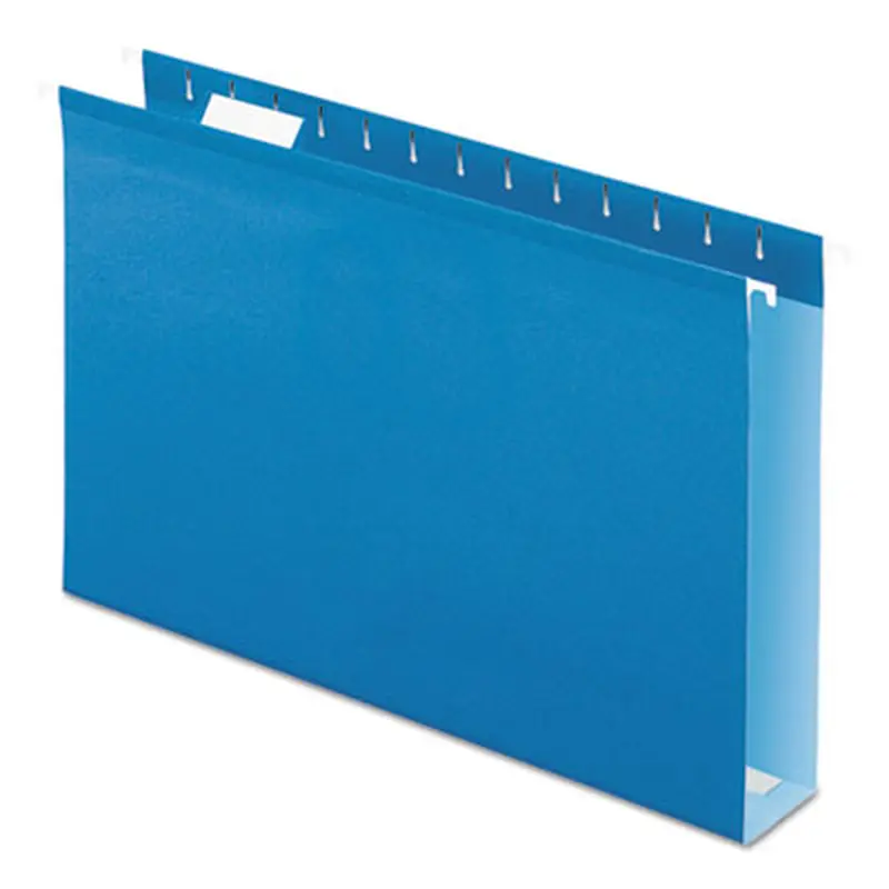 Extra Capacity Reinforced Hanging File Folders with Box Bottom, 2" Capacity, Legal Size, 1/5-Cut Tabs, Blue, 25/Box - Hanging File Folders | Pendaflex