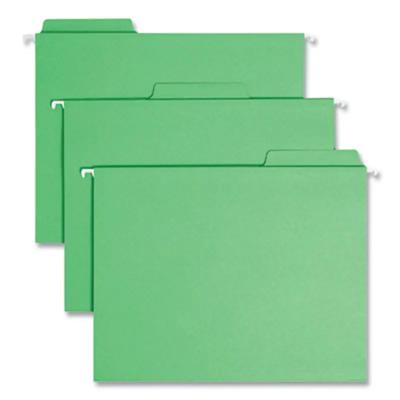 FasTab Hanging Folders, Letter Size, 1/3-Cut Tabs, Green, 20/Box - Hanging File Folders | Smead