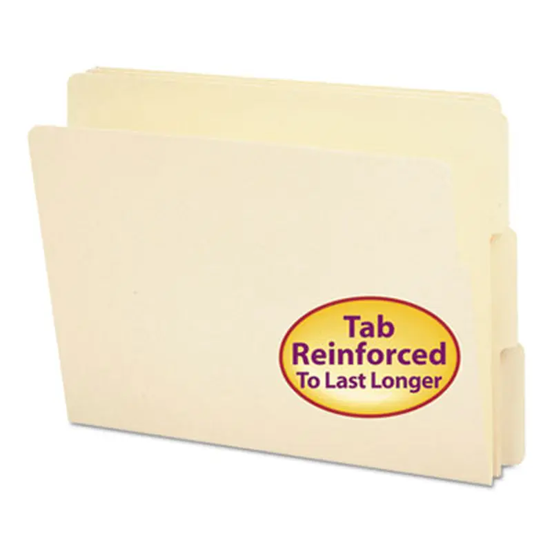 Heavyweight Manila End Tab Folders, 9" High Front, 1/3-Cut Tabs: Assorted, Letter, 0.75" Expansion, Manila, 100/Box - File Folders | Smead