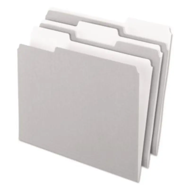 Interior File Folders, 1/3-Cut Tabs: Assorted, Letter Size, Gray, 100/Box - File Folders | Pendaflex