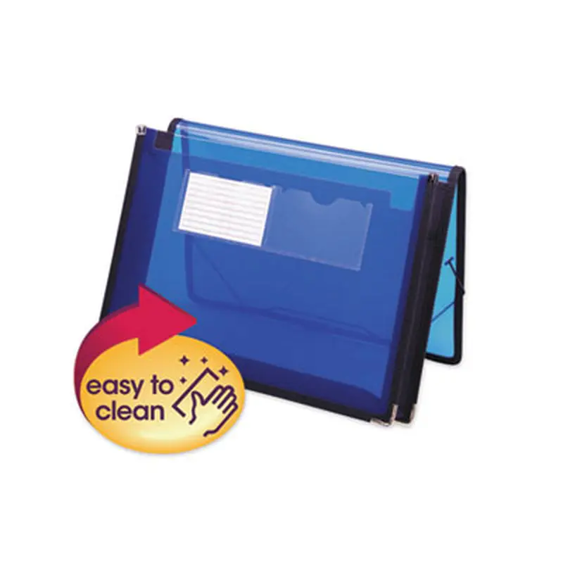 Poly Wallets, 2.25" Expansion, 1 Section, Elastic Cord Closure, Letter Size, Translucent Blue - File Jackets/Sleeves/Wallets | Smead
