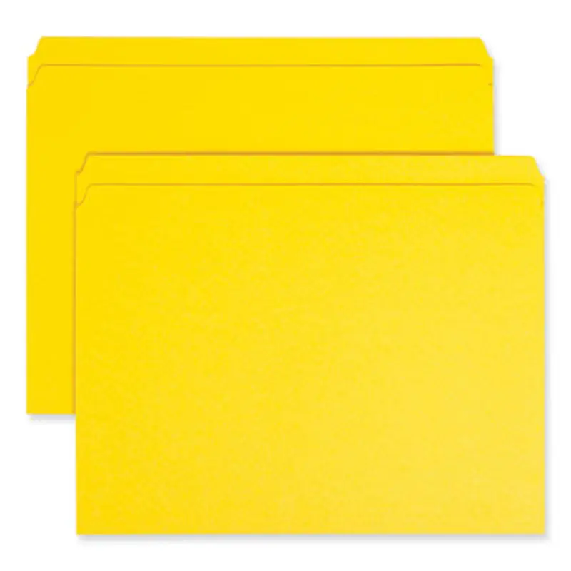 Reinforced Top Tab Colored File Folders, Straight Tabs, Letter Size, 0.75" Expansion, Yellow, 100/Box - File Folders | Smead