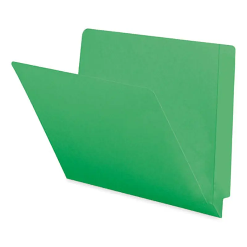 Shelf-Master Reinforced End Tab Colored Folders, Straight Tabs, Letter Size, 0.75" Expansion, Green, 100/Box - File Folders | Smead