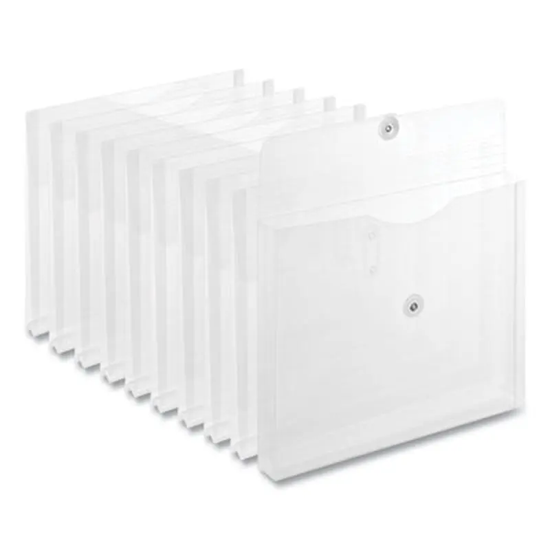 Side Opening Poly Envelopes, 1" Expansion, Letter Size, Clear, 10/Pack - File Jackets/Sleeves/Wallets | Universal