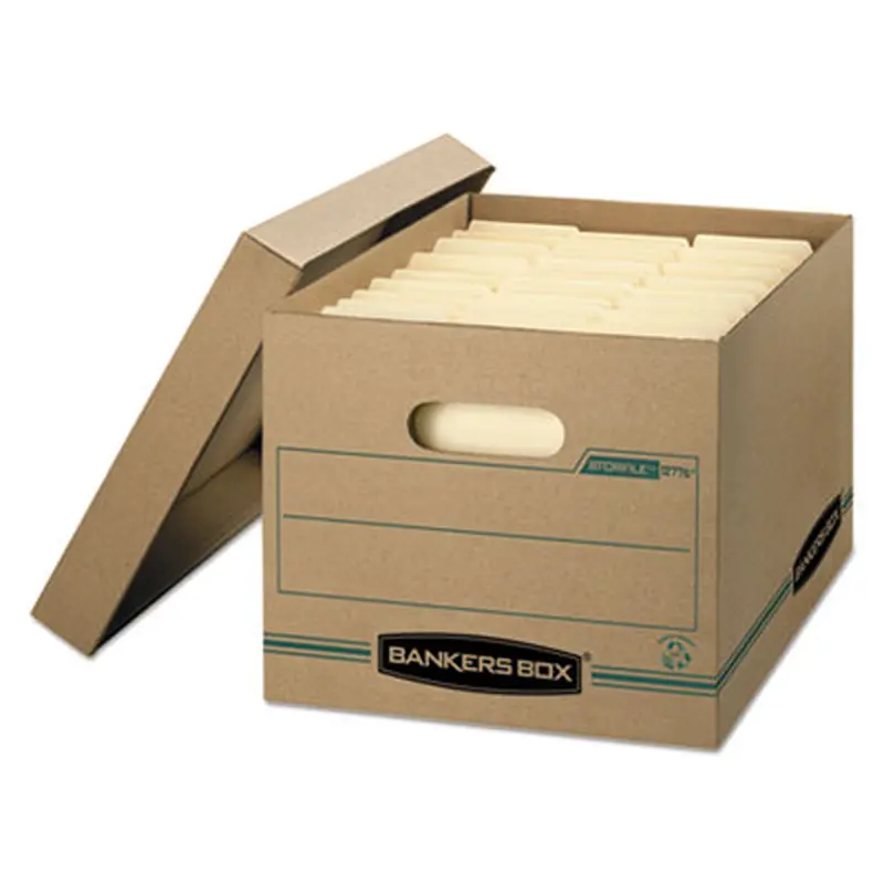 STOR/FILE Basic-Duty Storage Boxes, Letter/Legal Files, 12.5" x 16.25" x 10.5", Kraft/Green, 12/Carton - File Boxes | Bankers Box