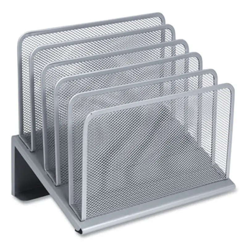 Wire Mesh Incline Sorter, Open Design, 5 Sections, Letter-Size, 7.72 x 11.65 x 10.83, Silver - Desktop Document Racks & Sorters | TRU RED