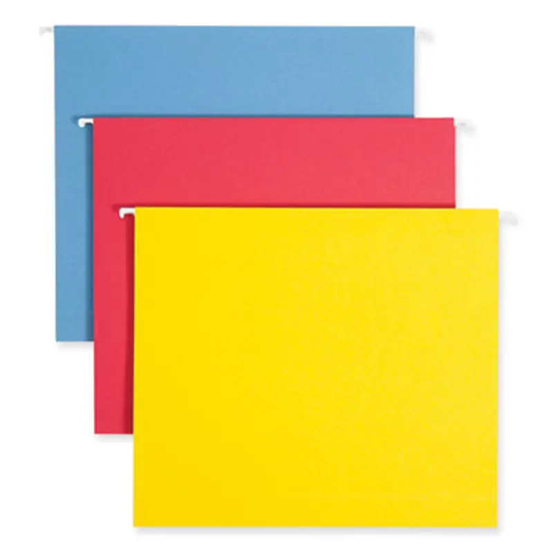 Box Bottom Hanging File Folders, 2" Capacity, Letter Size, 1/5-Cut Tabs, Assorted Colors, 25/Box - Hanging File Folders | Smead