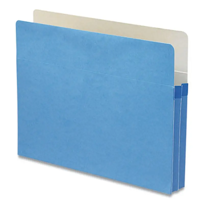 Colored File Pockets, 1.75" Expansion, Letter Size, Blue - File Jackets/Sleeves/Wallets | Smead