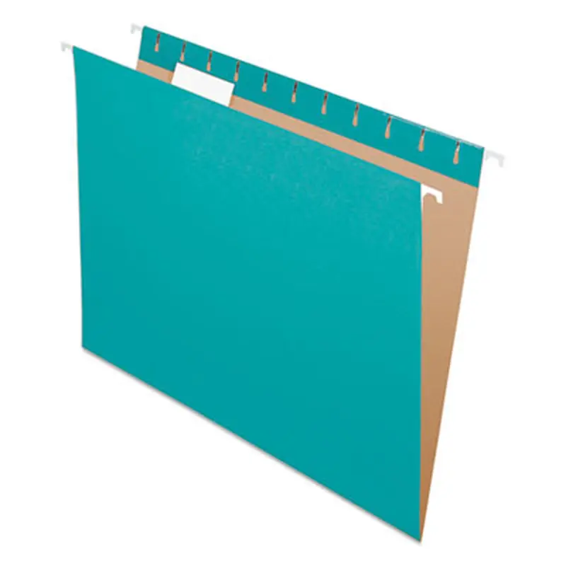 Colored Hanging Folders, Letter Size, 1/5-Cut Tabs, Aqua, 25/Box - Hanging File Folders | Pendaflex