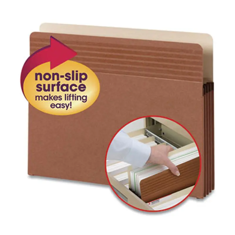 Easy Grip Pockets, 3.5" Expansion, Letter Size, Redrope, 25/Box - File Jackets/Sleeves/Wallets | Smead