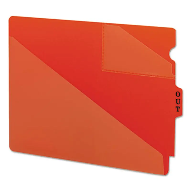 End Tab Poly Out Guides, Two-Pocket Style, 1/3-Cut End Tab, Out, 8.5 x 11, Red, 50/Box - File Guides | Smead
