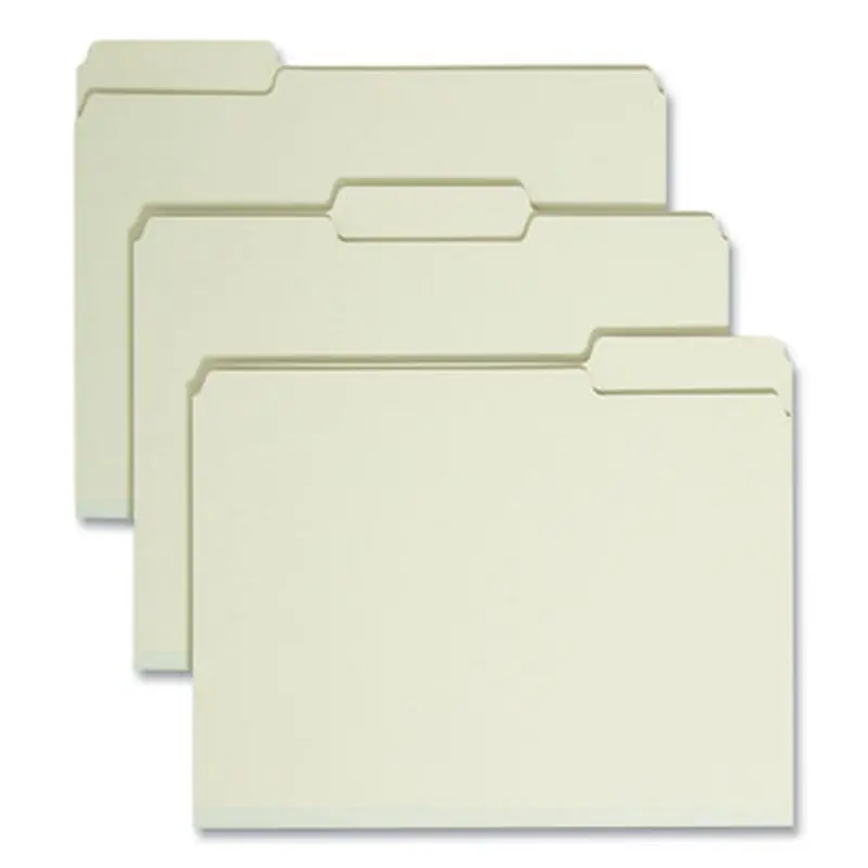 Expanding Recycled Heavy Pressboard Folders, 1/3-Cut Tabs: Assorted, Letter Size, 1" Expansion, Gray-Green, 25/Box - File Folders | Smead
