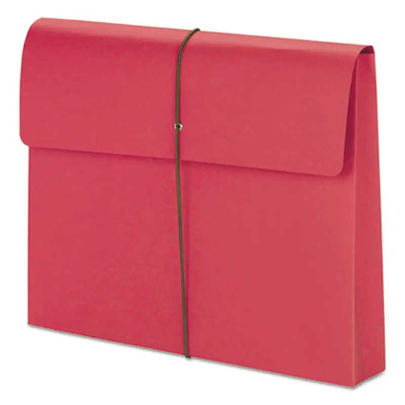 Expanding Wallet with Elastic Cord, 2" Expansion, 1 Section, Elastic Cord Closure, Letter Size, Red, 10/Box - File Jackets/Sleeves/Wallets | Smead