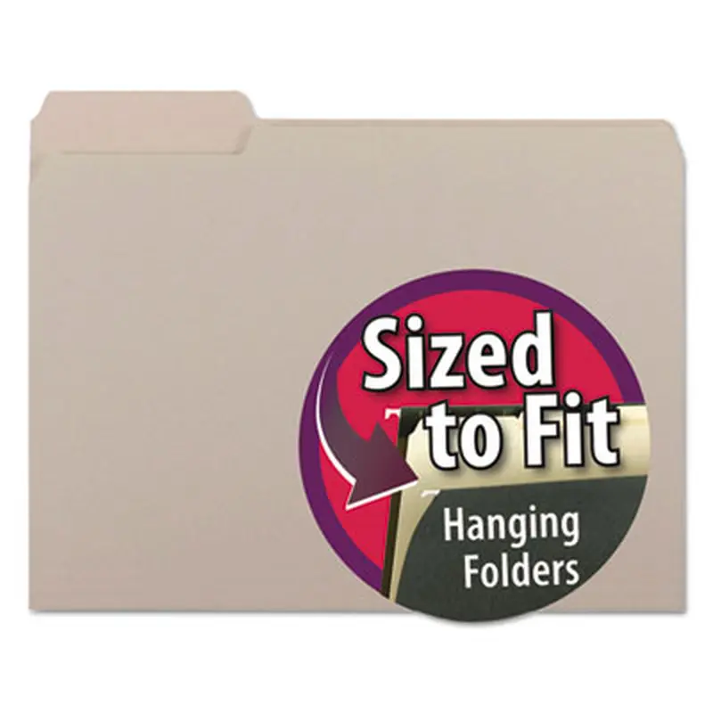 Interior File Folders, 1/3-Cut Tabs: Assorted, Letter Size, 0.75" Expansion, Gray, 100/Box - File Folders | Smead