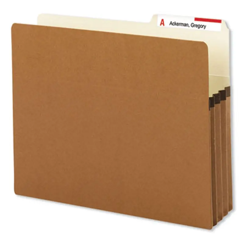 Redrope Drop Front File Pockets with 2/5-Cut Guide Height Tabs, 3.5" Expansion, Letter Size, Redrope, 25/Box - File Jackets/Sleeves/Wallets | Smead