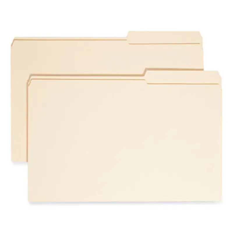Reinforced Guide Height File Folders, 2/5-Cut Tabs: Right Position, Legal Size, 0.75" Expansion, Manila, 100/Box - File Folders | Smead