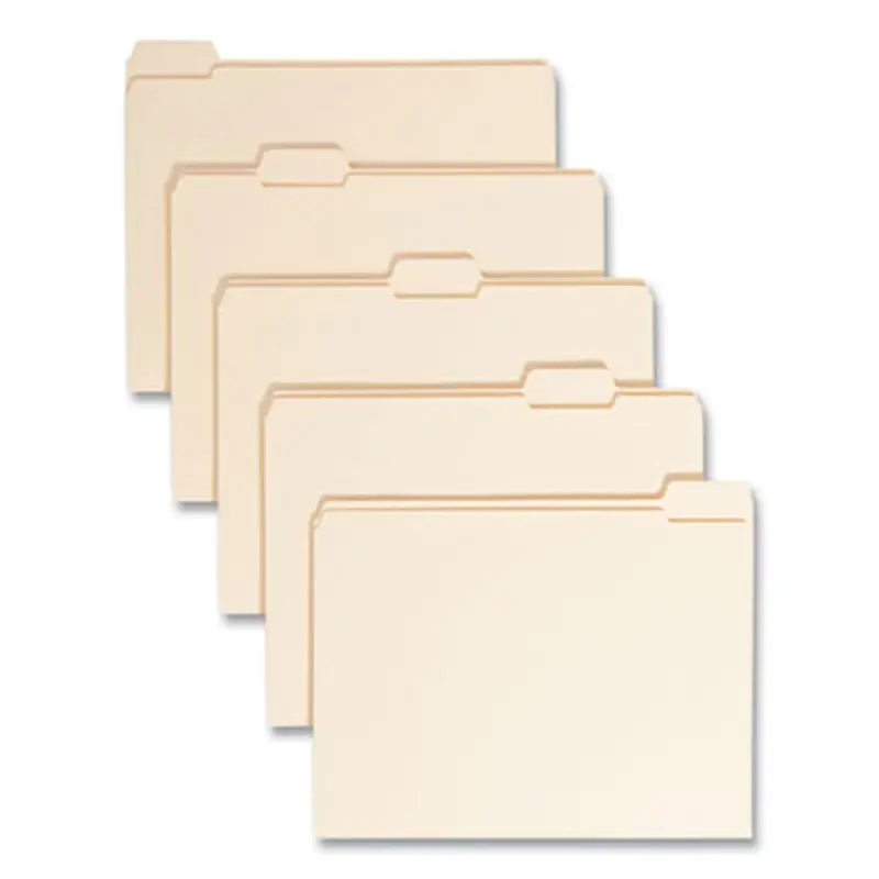 Reinforced Tab Manila File Folders, 1/5-Cut Tabs: Assorted, Letter Size, 0.75" Expansion, 11-pt Manila, 100/Box - File Folders | Smead