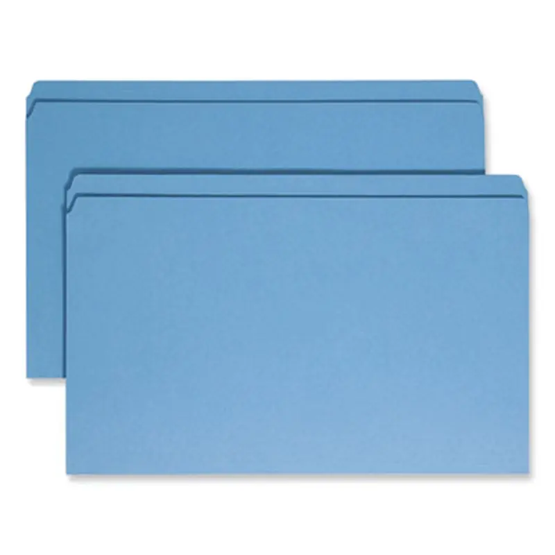 Reinforced Top Tab Colored File Folders, Straight Tabs, Legal Size, 0.75" Expansion, Blue, 100/Box - File Folders | Smead