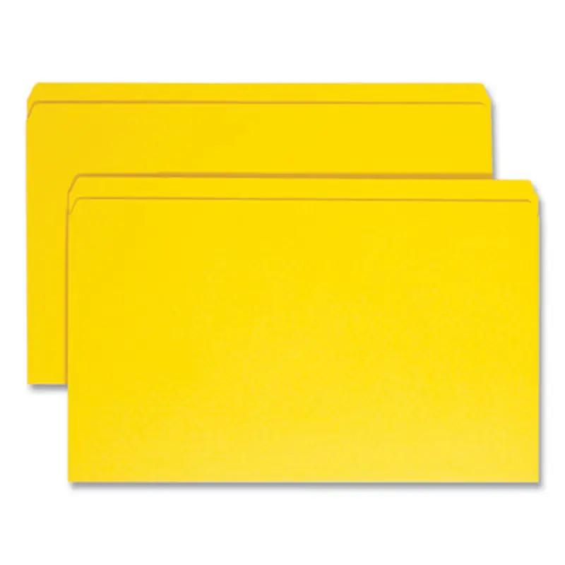 Reinforced Top Tab Colored File Folders, Straight Tabs, Legal Size, 0.75" Expansion, Yellow, 100/Box - File Folders | Smead