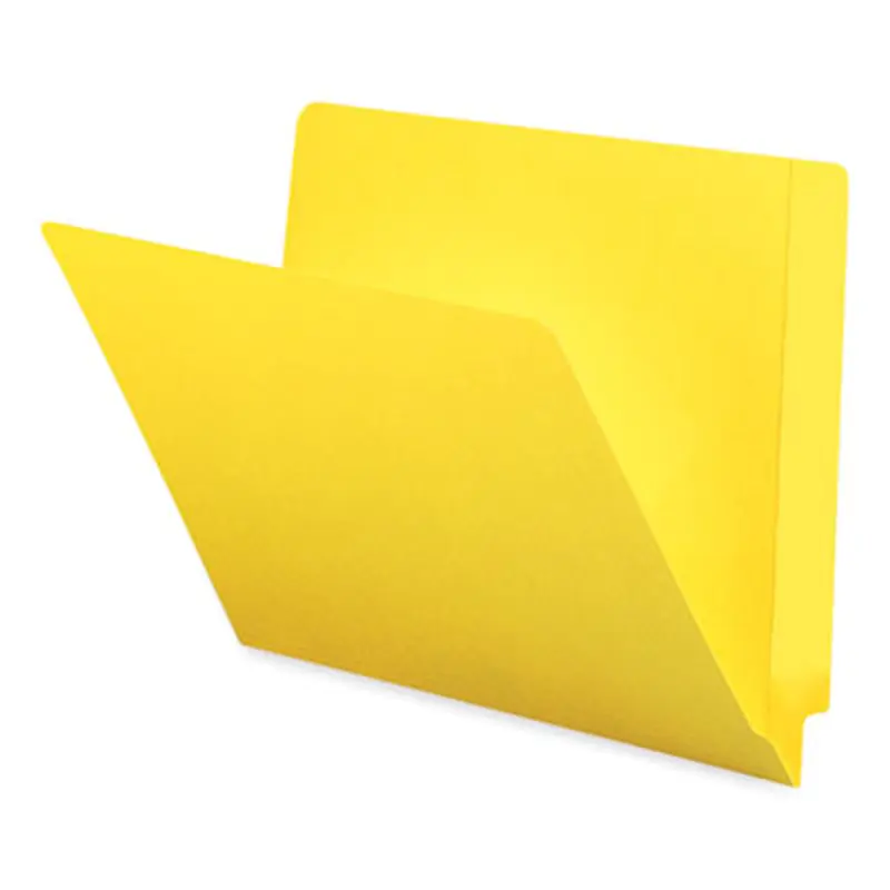 Shelf-Master Reinforced End Tab Colored Folders, Straight Tabs, Letter Size, 0.75" Expansion, Yellow, 100/Box - File Folders | Smead