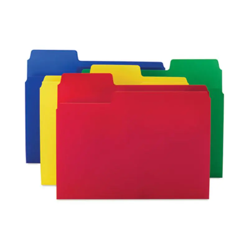 SuperTab Top Tab File Folders, 1/3-Cut Tabs: Assorted, Letter Size, 0.75" Expansion, Polypropylene, 12/Pack - File Folders | Smead