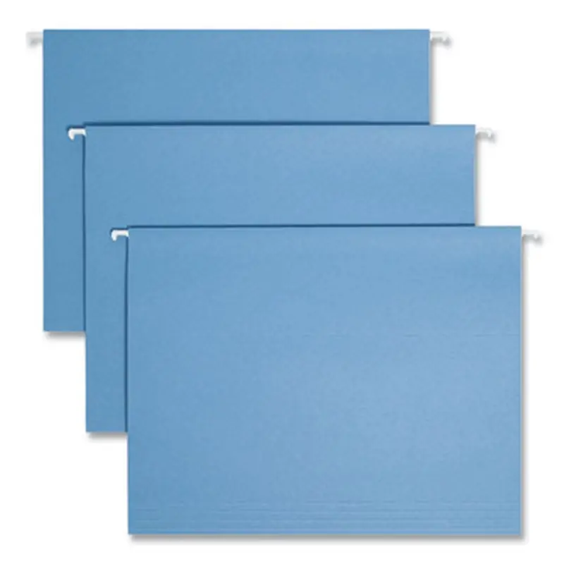 Colored Hanging File Folders with 1/5 Cut Tabs, Letter Size, 1/5-Cut Tabs, Blue, 25/Box - Hanging File Folders | Smead