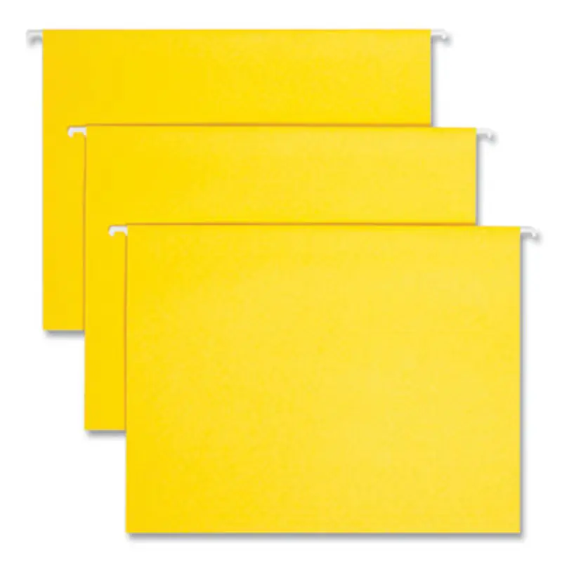Colored Hanging File Folders with 1/5 Cut Tabs, Letter Size, 1/5-Cut Tabs, Yellow, 25/Box - Hanging File Folders | Smead