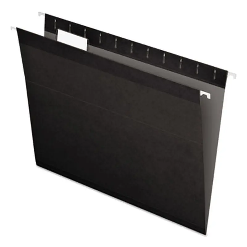 Colored Reinforced Hanging Folders, Letter Size, 1/5-Cut Tabs, Black, 25/Box - Hanging File Folders | Pendaflex