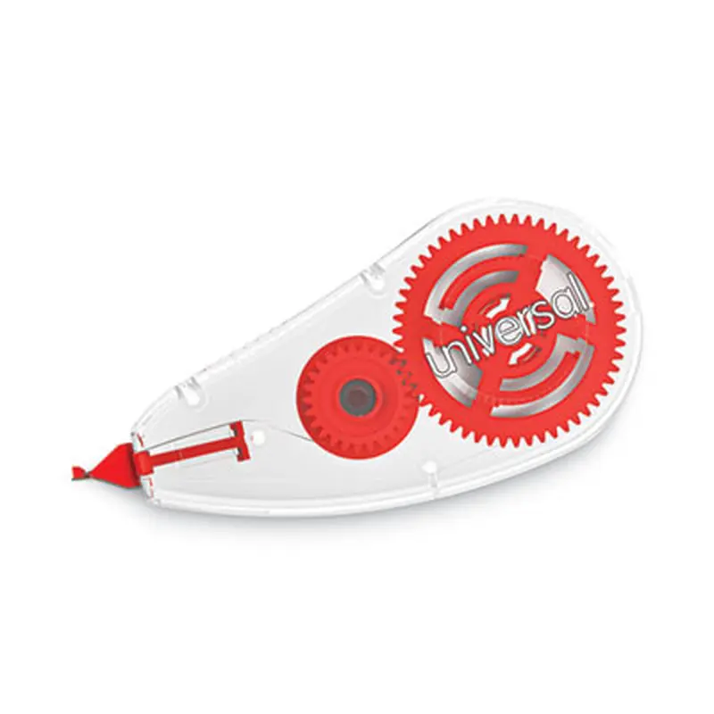Correction Tape Dispenser, Non-Refillable, 0.2" x 26.25 ft, White Tape, Clear/Red Dispenser, 6/Box - Correction Tapes | Universal