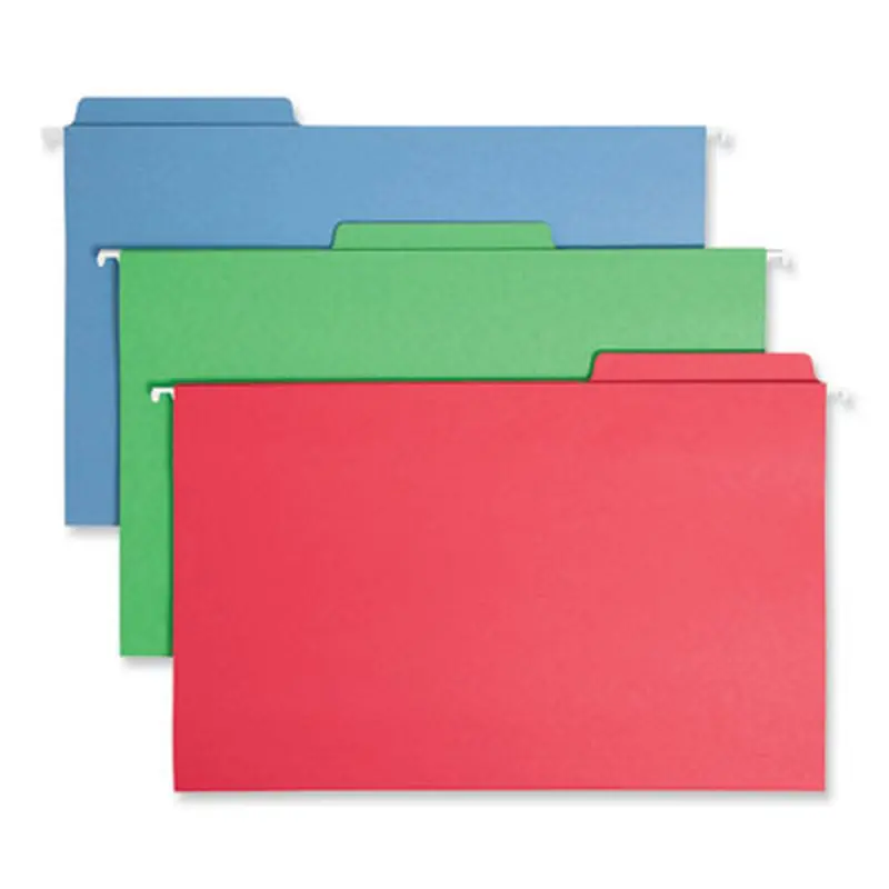 FasTab Hanging Folders, Legal Size, 1/3-Cut Tabs, Assorted Colors, 18/Box - Hanging File Folders | Smead