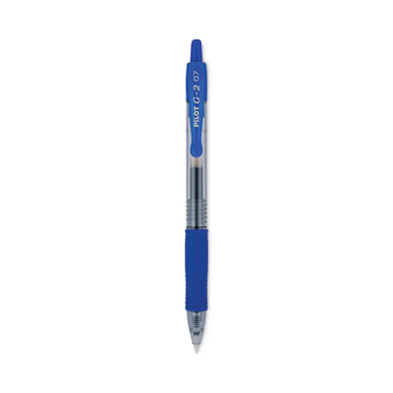 G2 Premium Gel Pen, Retractable, Fine 0.7 mm, Blue Ink, Smoke/Blue Barrel, 12/Pack - Pens | Pilot
