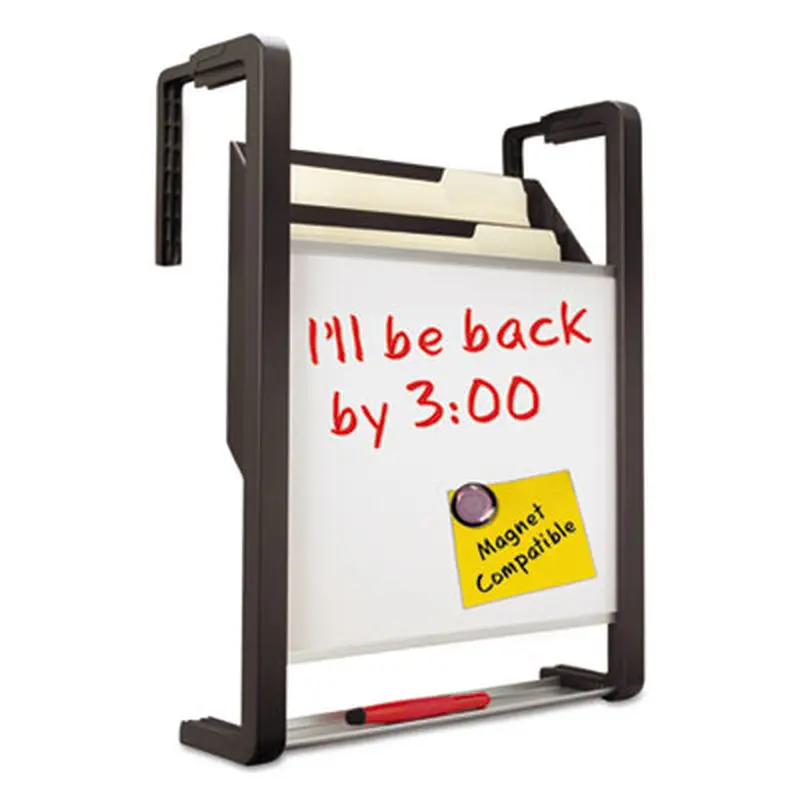 Hanging File Pocket with Dry Erase Board, 3 Sections, Letter Size, 15" x 4", x 20", Black - Hanging File Systems | Quartet