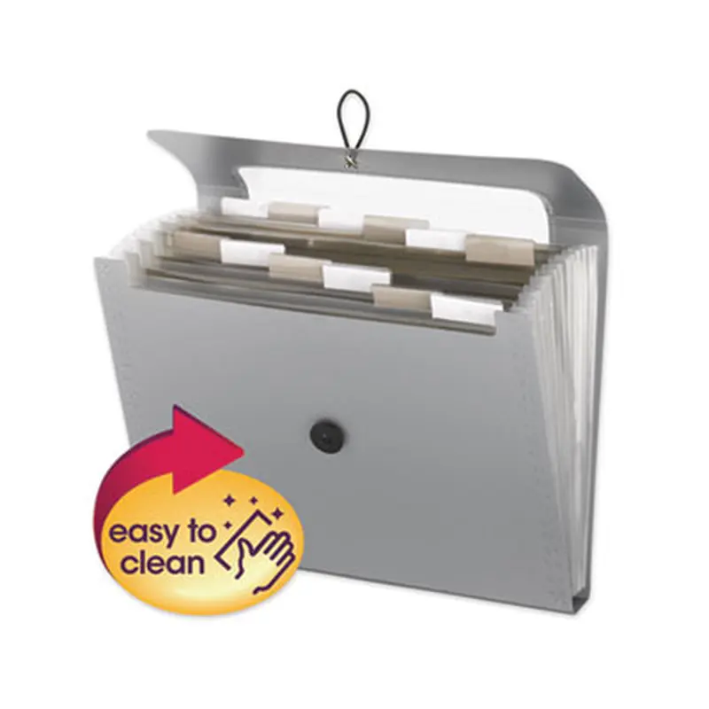 Step Index Organizer, 12 Sections, Cord/Hook Closure, 1/6-Cut Tabs, Letter Size, Silver - File Jackets/Sleeves/Wallets | Smead