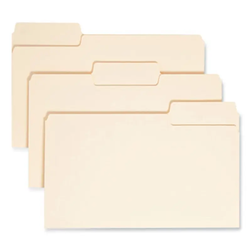 SuperTab Top Tab File Folders, 1/3-Cut Tabs: Assorted, Legal Size, 0.75" Expansion, 11-pt Manila, 100/Box - File Folders | Smead