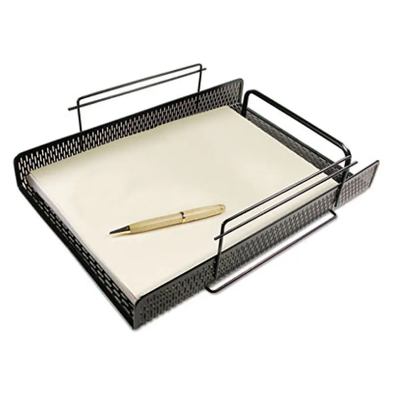 Urban Collection Punched Metal Letter Tray, 1 Section, Letter Size Files, 10" x 13.75" x 3.5", Black - Desktop Document Racks & Sorters | Artistic