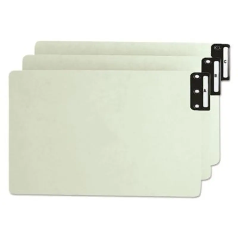 100% Recycled End Tab Pressboard Guides with Metal Tabs, 1/3-Cut End Tab, A to Z, 8.5 x 14, Green, 25/Set - File Guides | Smead