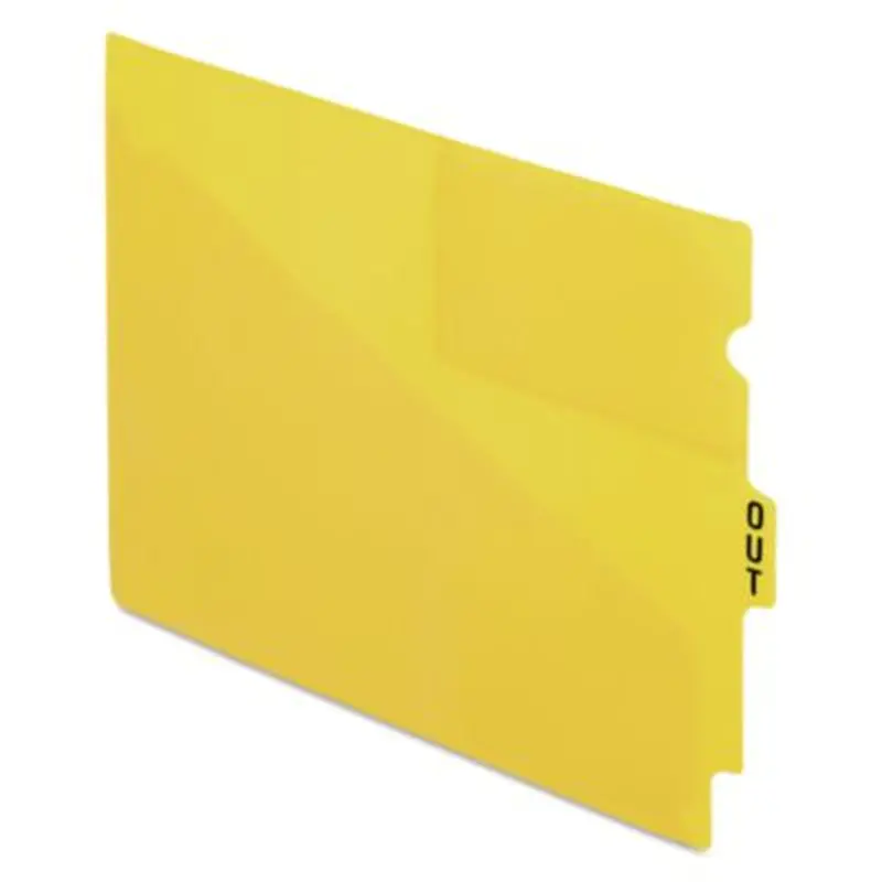 Colored Poly End Tab "Out" Guides, 1/3-Cut: Center Position, For Letter Size Files, Yellow, 50/Box - File Guides | Pendaflex