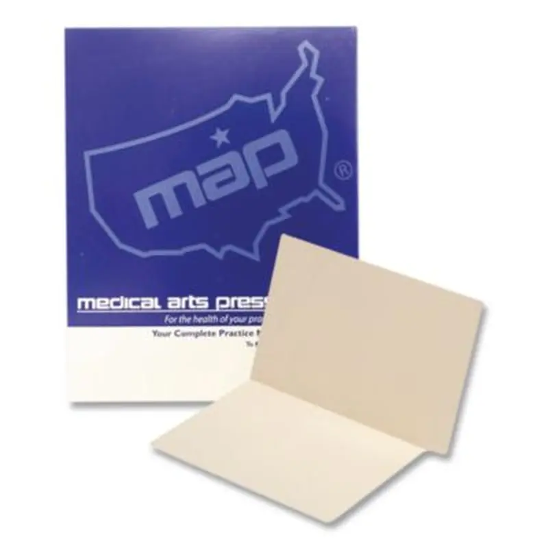 Compact End Tab File Folder, Straight Tabs, 0.75" Expansion, Manila, 100/Box - File Folders | Medical Arts Press