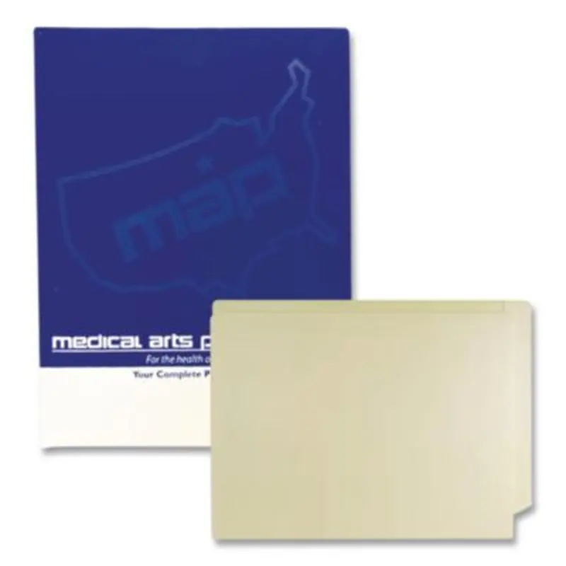 Economy End Tab File Folder, Straight Tabs, Letter Size, 0.75" Expansion, Manila, 500/Box - File Folders | Medical Arts Press