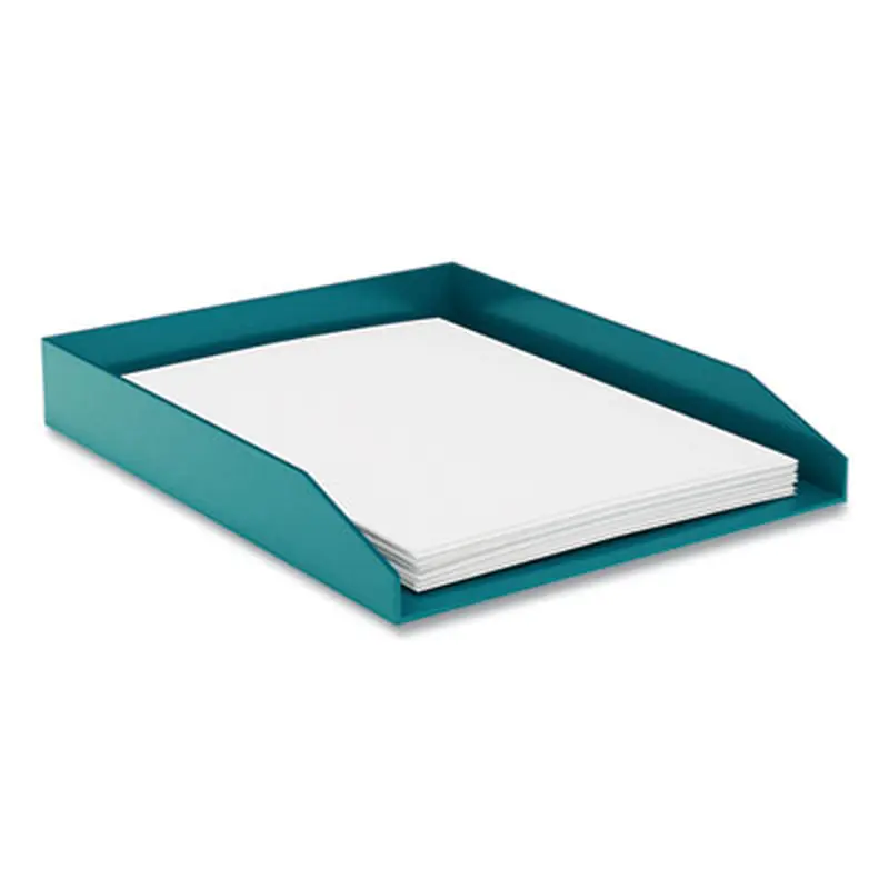 Front-Load Stackable Plastic Document Tray, 1 Section, Letter Size Files, 9.8 x 12.24 x 1.75, Teal - Desktop Document Racks & Sorters | TRU RED