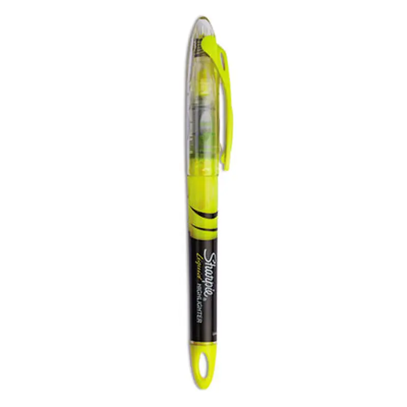 Liquid Pen Style Highlighters, Fluorescent Yellow Ink, Chisel Tip, Yellow/Black/Clear Barrel, Dozen - Highlighters | Sharpie