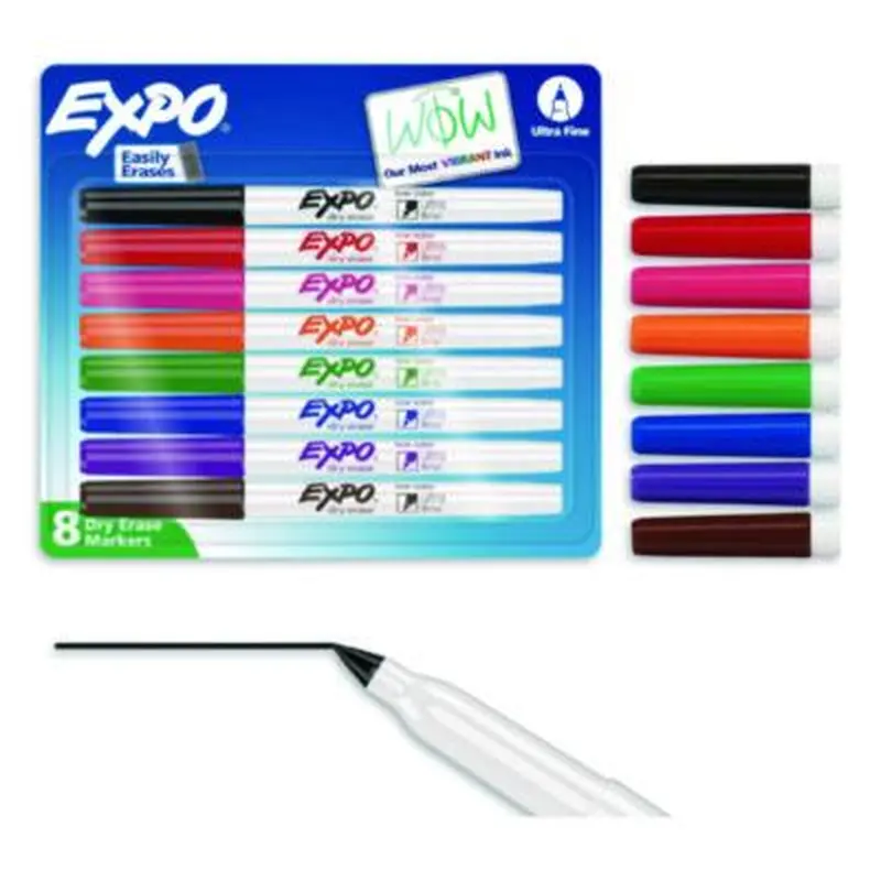 Low-Odor Dry-Erase Marker, Extra-Fine Bullet Tip, Assorted Colors, 8/Set - Board Markers | EXPO
