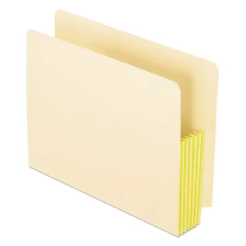 Manila Drop Front Shelf File Pockets with Rip-Proof-Tape Gusset Top, 5.25" Expansion, Letter Size, Manila, 10/Box - File Jackets/Sleeves/Wallets | Pendaflex