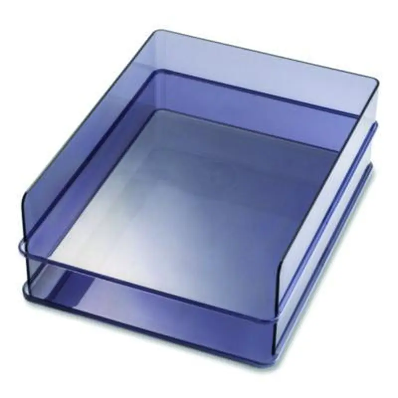 Recycled Plastic Letter Tray, 1 Section, Letter Size Files, 10.16" x 12.8" x 2.76", Translucent Ash, 2/Pack - Desktop Document Racks & Sorters | Officemate
