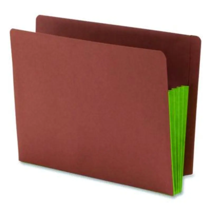 Redrope Drop-Front End Tab File Pockets, Fully Lined 6.5" High Gussets, 3.5" Expansion, Letter Size, Redrope/Green, 10/Box - File Jackets/Sleeves/Wallets | Smead