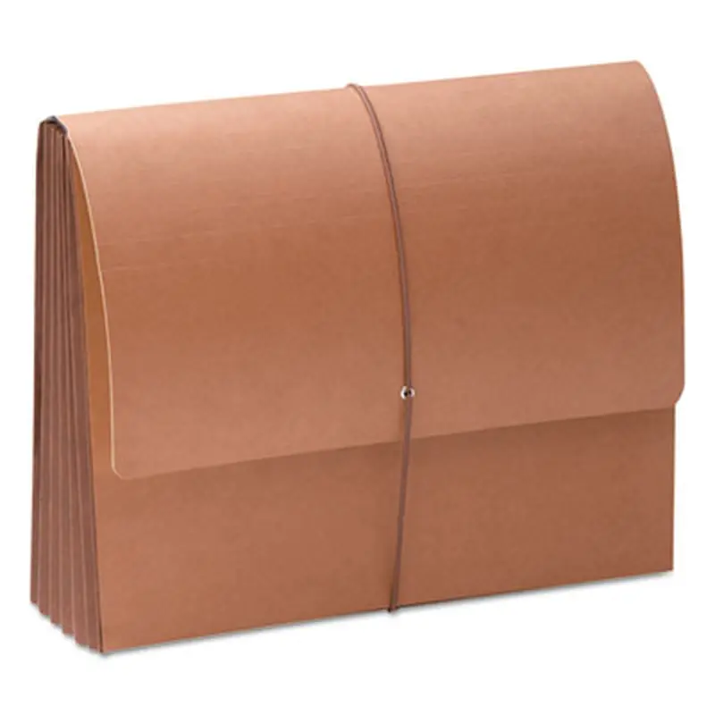 TUFF Expanding Wallets, 5.25" Expansion, 1 Section, Elastic Cord Closure, Letter Size, Redrope - File Jackets/Sleeves/Wallets | Smead